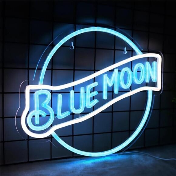 Blue Moon Beer Light LED Neon Sign Wall Decor Man Cave Restaurant Bar Party NEW - Picture 5 of 6
